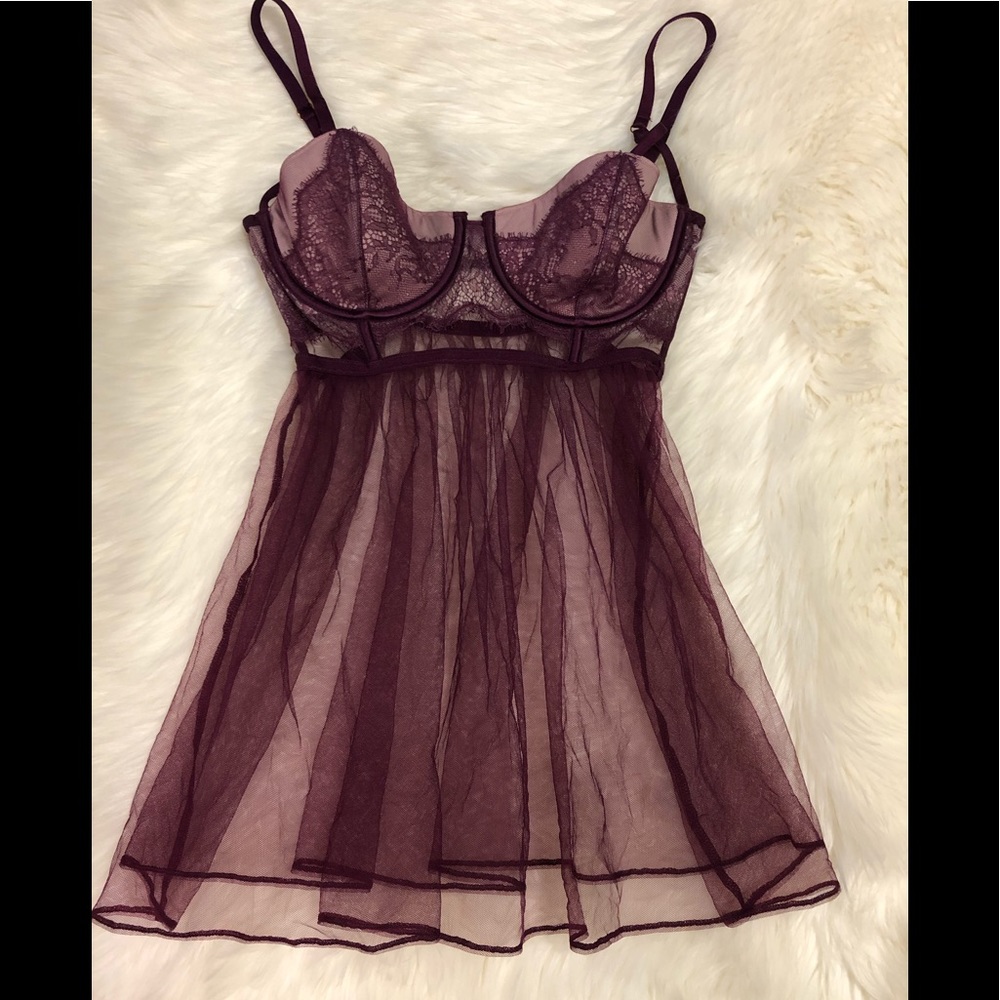 Awesome VS Purple Sheer Chemise 36C Excellent